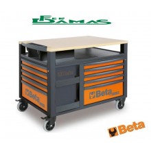 CARRELLO SUPER TANK CON PIANO DI LAVORO IN LEGNO E 10 CASSETTI ART. RSC28 